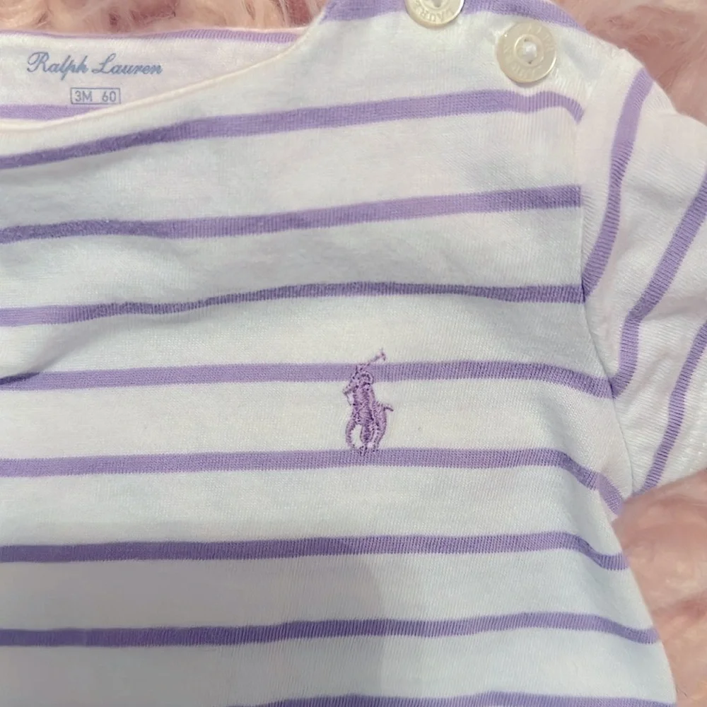 Ralph Lauren Lavender and White Striped Diaper Cover Set